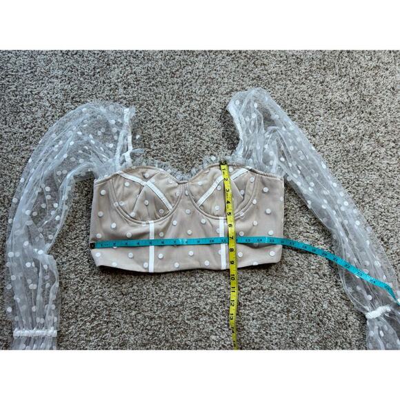 RNWY dressy shirt, cropped, Corset top, translucent sleeves, Size Large - Picture 7 of 9